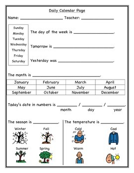 Daily Calendar Activities by Kelly Grimaldi | Teachers Pay Teachers