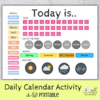 Preview of Daily Calendar Activity | Morning Learning Days of the Week, Months, Seasons