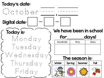 Daily Calendar Activity Sheets by Kinder Kreations by Collins | TpT