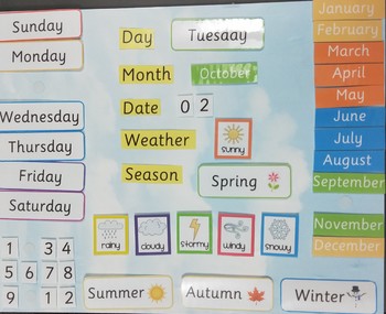 Learning numbers or Days of the week boards with or without velcro attached 