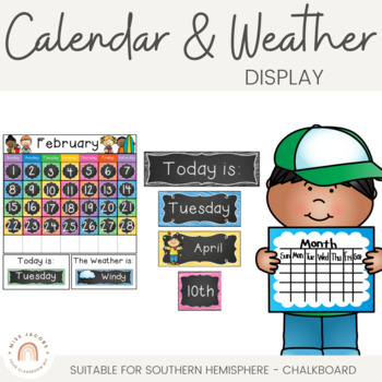 Preview of Daily Calendar Display & Weather for the Australian Classroom {Chalkboard}
