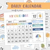 Daily Calendar, Homeschool Wall Calendar.