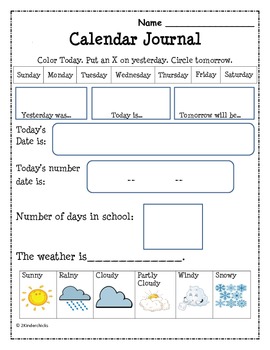 Daily Calendar Journal by 2Kinderchicks | Teachers Pay Teachers