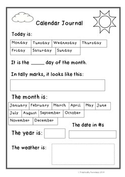 Daily Calendar Journal Sheet by Practically Penniless | TpT