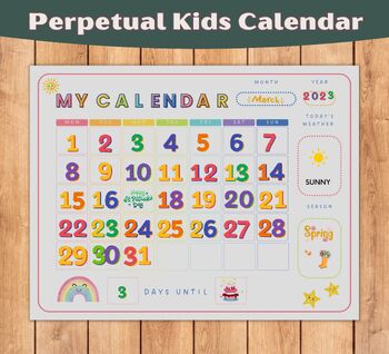 Preview of Daily Calendar Kids, Perpetual Kids Calendar, Calendar Kids, Months of the Year