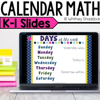Preview of Digital Calendar Math PowerPoint for Kindergarten and 1st Grade Morning Meeting