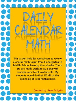 Preview of Daily Calendar Math (Grades K - Middle School)