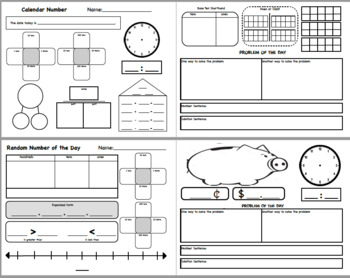 Preview of Daily Calendar Math -- Visuals and Student Worksheets