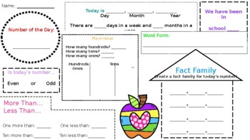 Preview of Daily Calendar Math Worksheet!