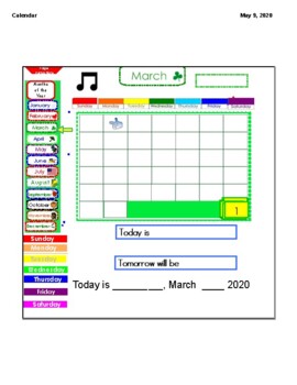 Preview of Daily Calendar Smart Board Activity