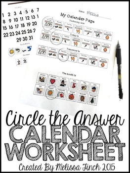 Preview of Daily Calendar Worksheet- Circling the Correct Answer