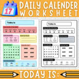 Daily Calendar Worksheet | Kindergarten Morning Worksheet 