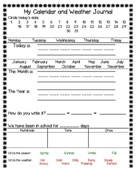 Daily Calendar and Weather Student Page by The Twinkie Teachers | TPT