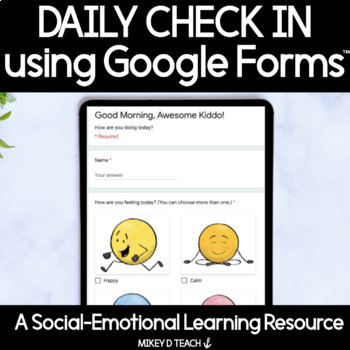 Preview of Daily Check In For Social Emotional Learning - Morning Check in Forms - Digital