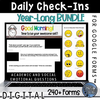Preview of Daily Check In Google Forms Year Long Bundle SEL
