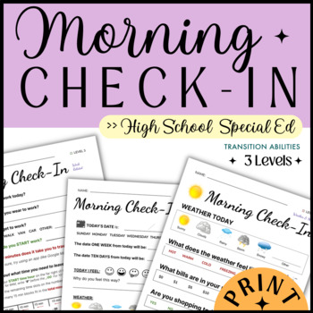 Preview of Daily Check In | Morning Meeting Warmup | High School Transition Sped Activity