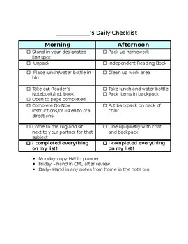 Preview of Daily Checklist-Editable