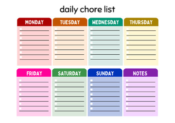 Preview of Daily Chore List for Kids in Colorful Style