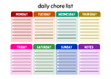 Daily Chore List for Kids in Colorful Style
