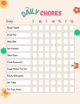 Preview of Daily Chores Weekly Planner