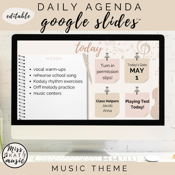 Preview of Daily Class Agenda - Editable Google Slides™ Templates - Music Theme