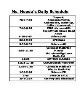 Preview of Daily Class Schedule *Editable*