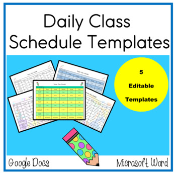 Preview of Daily Class Schedule Teacher Schedule Editable Template Weekly Class Schedule