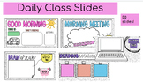 Daily Class Slides- Bright Colors and Spots-Google Slides