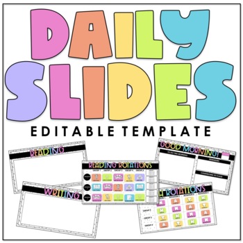 Preview of Daily Classroom Slides Templates with Reading and Math Rotation Boards