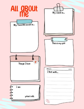 All About Me Worksheet by Andrea Christmas | TPT