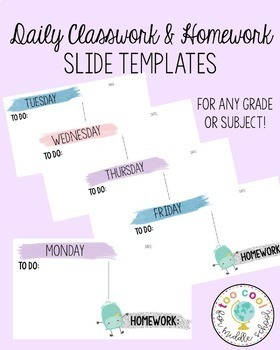 Preview of Daily Classwork & Homework Slide Templates | Backpack Theme