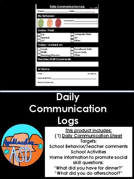 Preview of Daily Communication Log (Promotes Social Skill Daily Questions)
