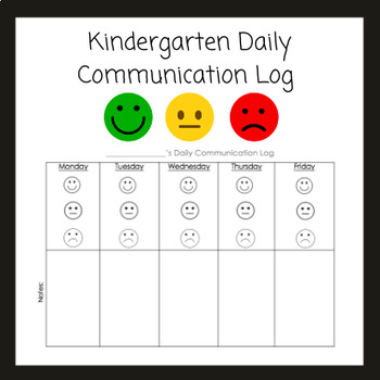 Preview of Kindergarten Daily Communication Log