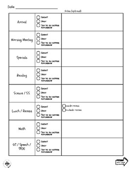 Daily Communication Sheet Parent/Teacher by The SPED Life For Me