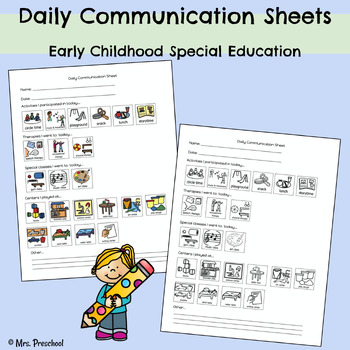 Preview of Daily Communication Sheets | Early Childhood Sp. Ed.