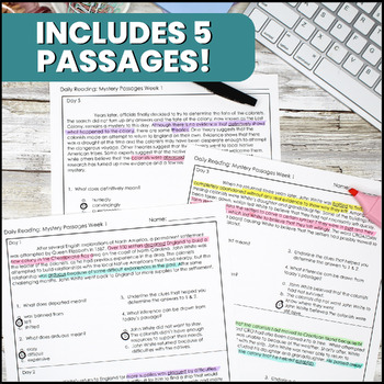 Daily Reading Comprehension Passages Context Clues Week 1 by Read Write