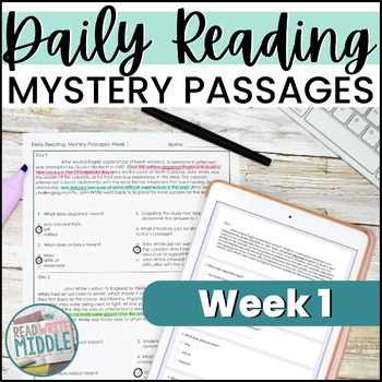 Preview of Daily Reading Comprehension Passages Context Clues Week 1