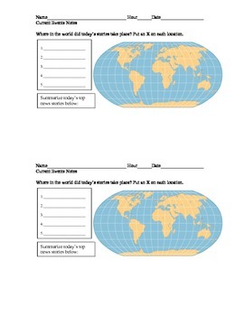 Preview of Daily Current Events Activity Worksheet