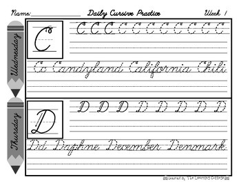 Daily Cursive Practice-Uppercase Letters by The Learning Cottage