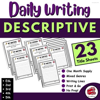 Preview of DESCRIPTIVE Writing Prompts |Daily Journal |Writing Topics | 2nd, 3rd, 4th,5th
