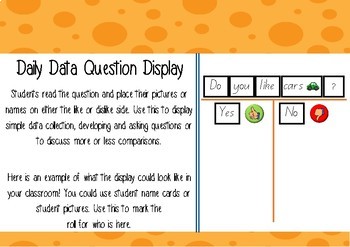 Preview of Daily Data Display - Questions and data collection (Use for learning walls)