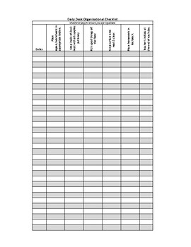 Preview of Daily Desk Organization Checklist