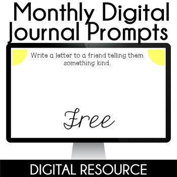 Preview of Daily Digital Journal Prompts | Writing Prompts in Google Slides Anytime Freebie