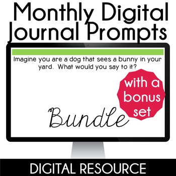 Preview of Daily Digital Journal Prompts | Writing Prompts in Google Slides Bundle