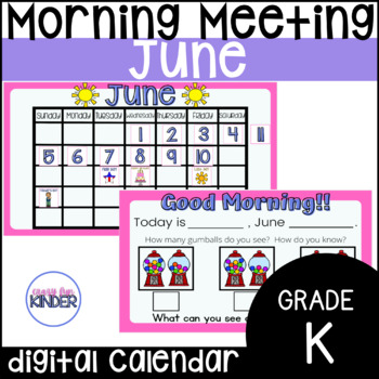 Preview of Daily Digital June Morning Meeting & Calendar Google Slides for Kindergarten
