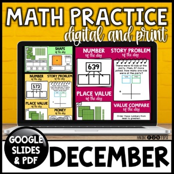Preview of Daily Math Review and Practice | December | Digital Math Activities
