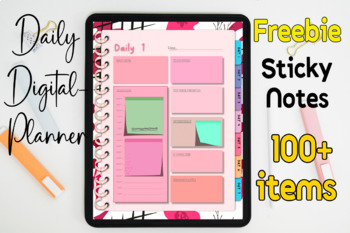 Preview of Daily Digital Planner ,FreebieSticky Notes 100+