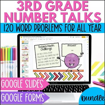 Preview of Number Talks Third Grade Place Value, Geometry, Fractions, Telling Time & More
