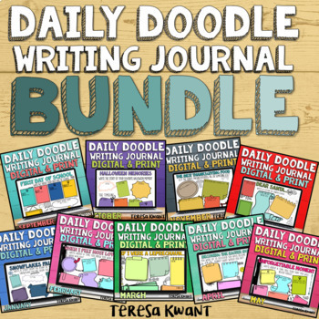 Preview of Daily Doodle Journal Prompts Digital & Print | Entire Year