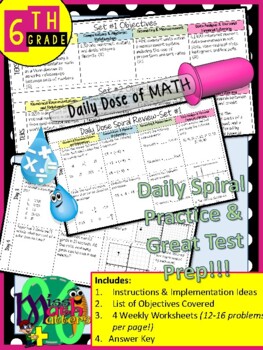 Preview of Daily Dose of Math Spiral Review | 6th Grade | STAAR Test Prep